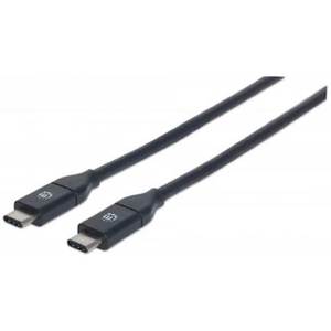 Kabel USB C/USB C SuperSpeed+ MANHATTAN, moški/moški, USB 3.1 Gen 2, 1m, črne barve