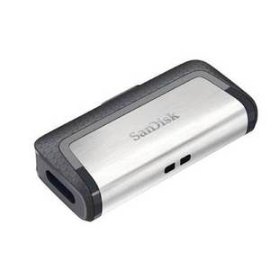 USB C & USB DISK SANDISK 32GB ULTRA DUAL, 3.1/3.0, srebrno-črn, drsni priključek