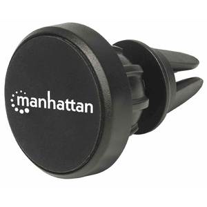 Magnetni nosilec za mobitel MANHATTAN, na zračnik v avtu, nedrseča blazinica, črne barve