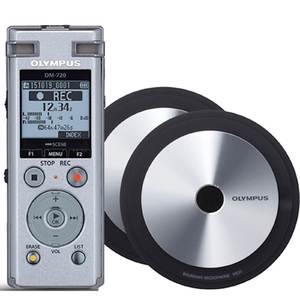 Diktafon OLYMPUS DM-720 srebrn + 2 namizna mikrofona ME-33